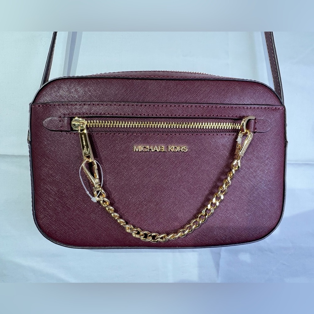 Michael Kors Burgundy Crossbody Bag with Gold Chain